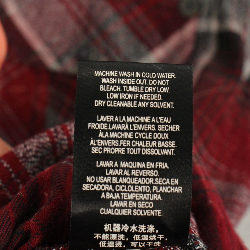 Affliction Flannel Shirt Mens M Red Woven Pearl Snap Black Premium Eagle One NEW - Picture 9 of 11